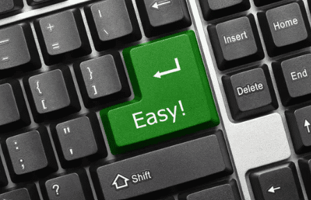 A picture of a keyboard button with the word Easy!